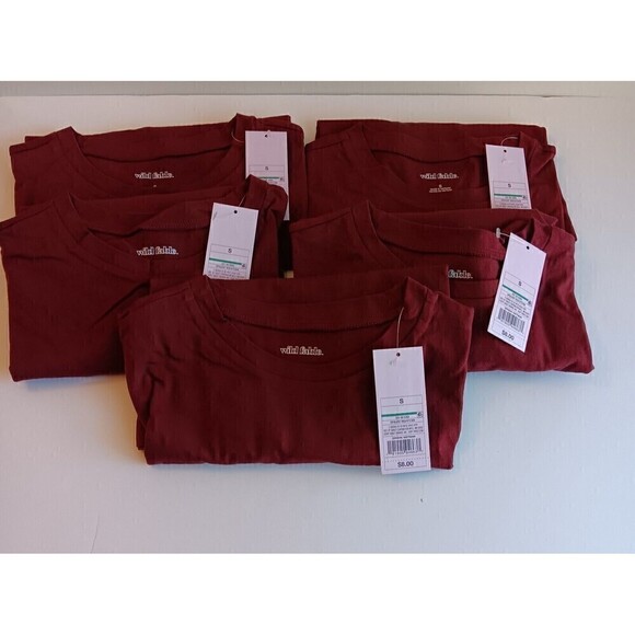 Lot of 5 Wild Fable Size S Burgundy Long Sleeve Cropped T-Shirts - Picture 8 of 8